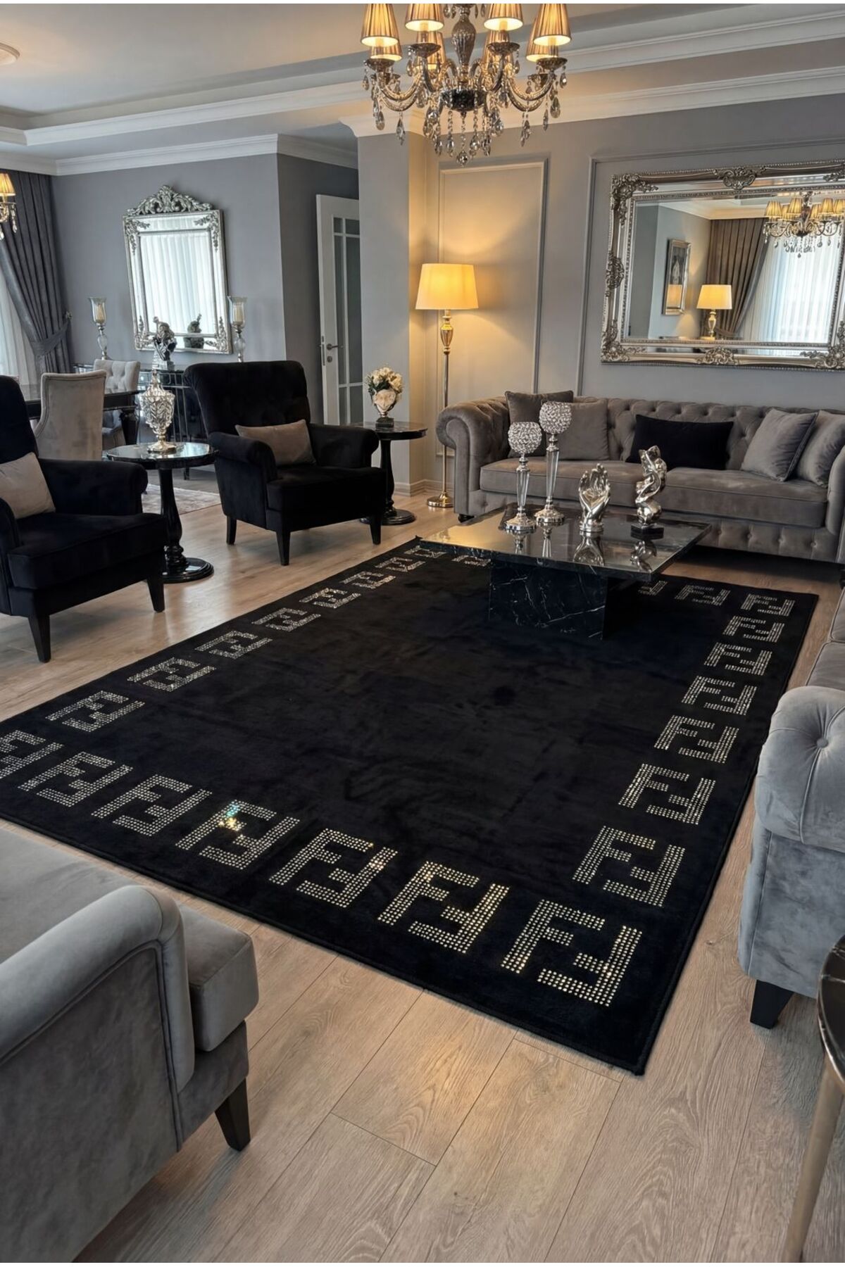 STONE SPARKLING STONE Detailed Woven Base Modern Decorative Carpet stone1