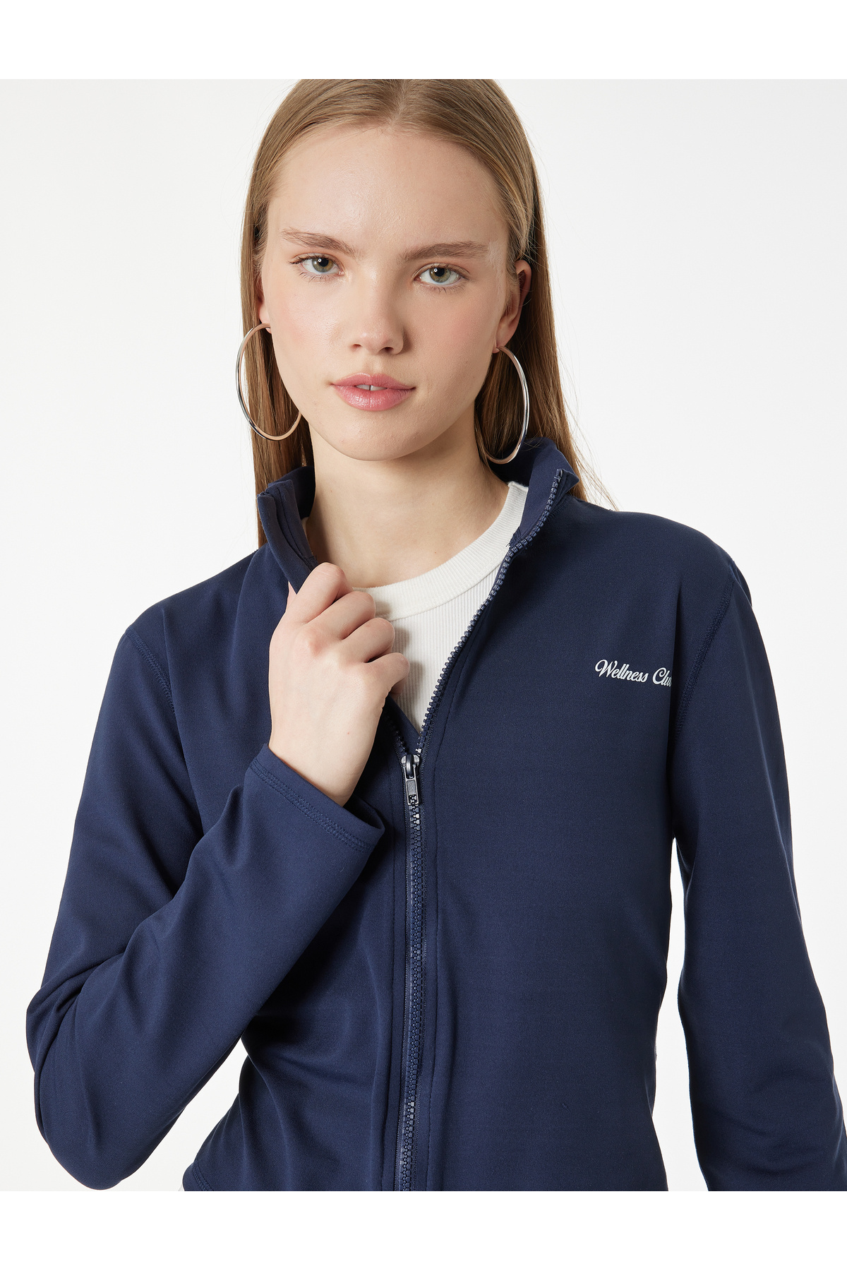 Koton  Slim Fit Uzun Kollu Dik Yaka Baskılı Spor Sweatshirt - Görsel 2