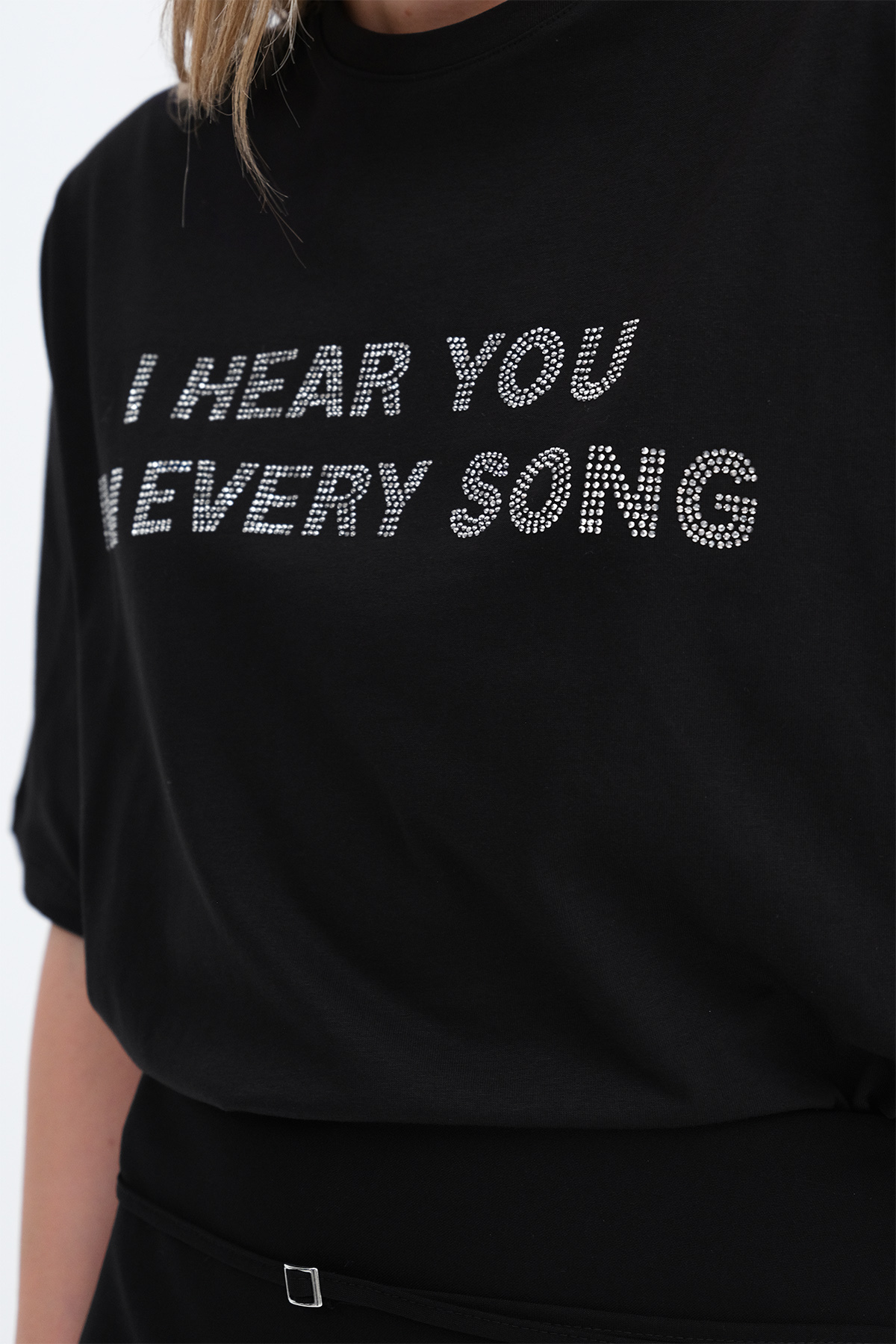 Addax  Bisiklet Yaka Taşlı T-shirt P9011 - Görsel 3