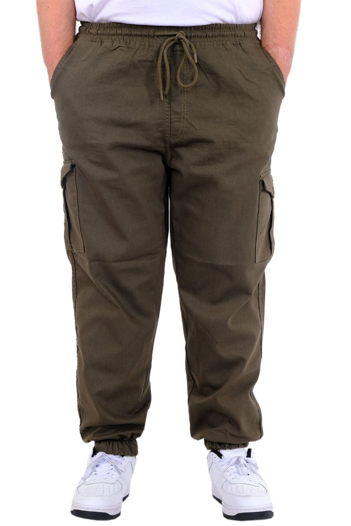 ModeXL Mode XL Büyük Beden Erkek Gabardin Kargo Jogger Pantolon Doğa 21927 Haki görsel 4