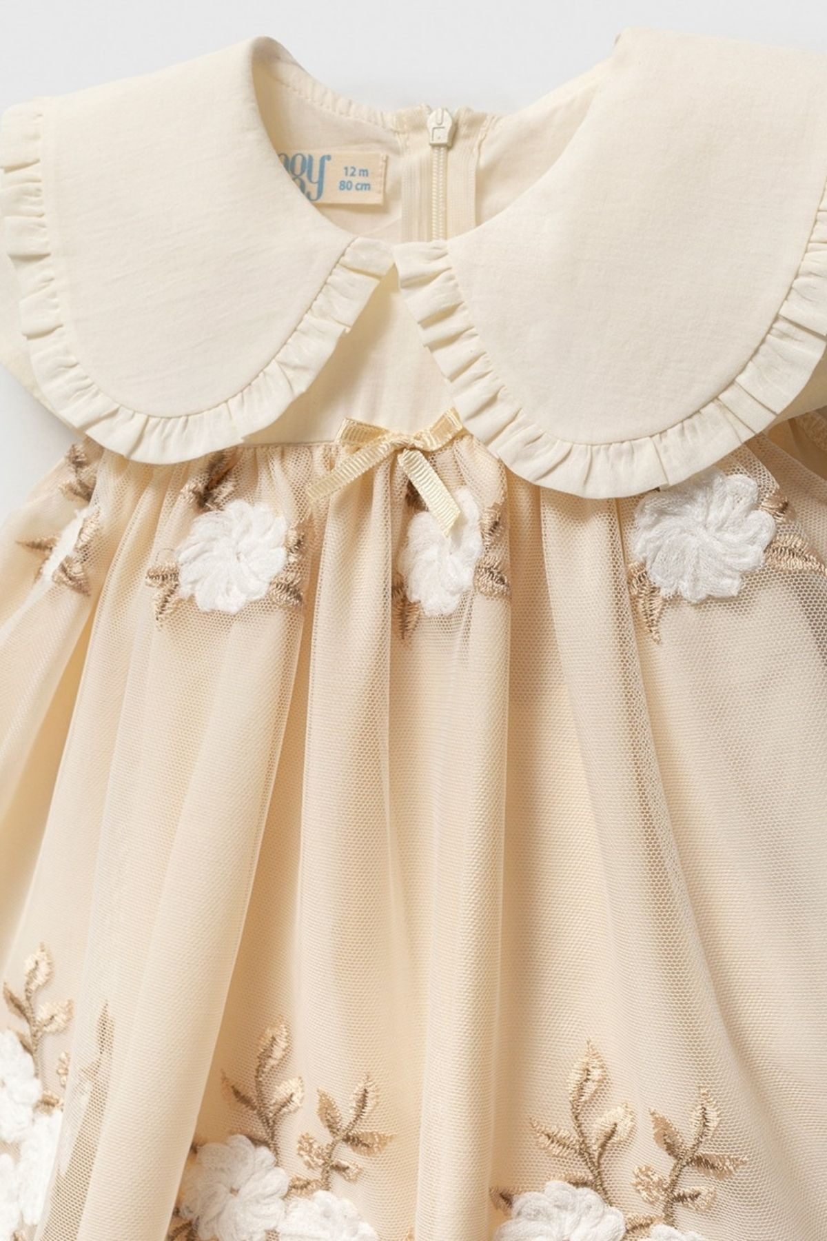 cantoy Kız Bebek Zarif Dantel İşlemeli Bandanalı Elbise fotoğrafı 2 (önizleme)