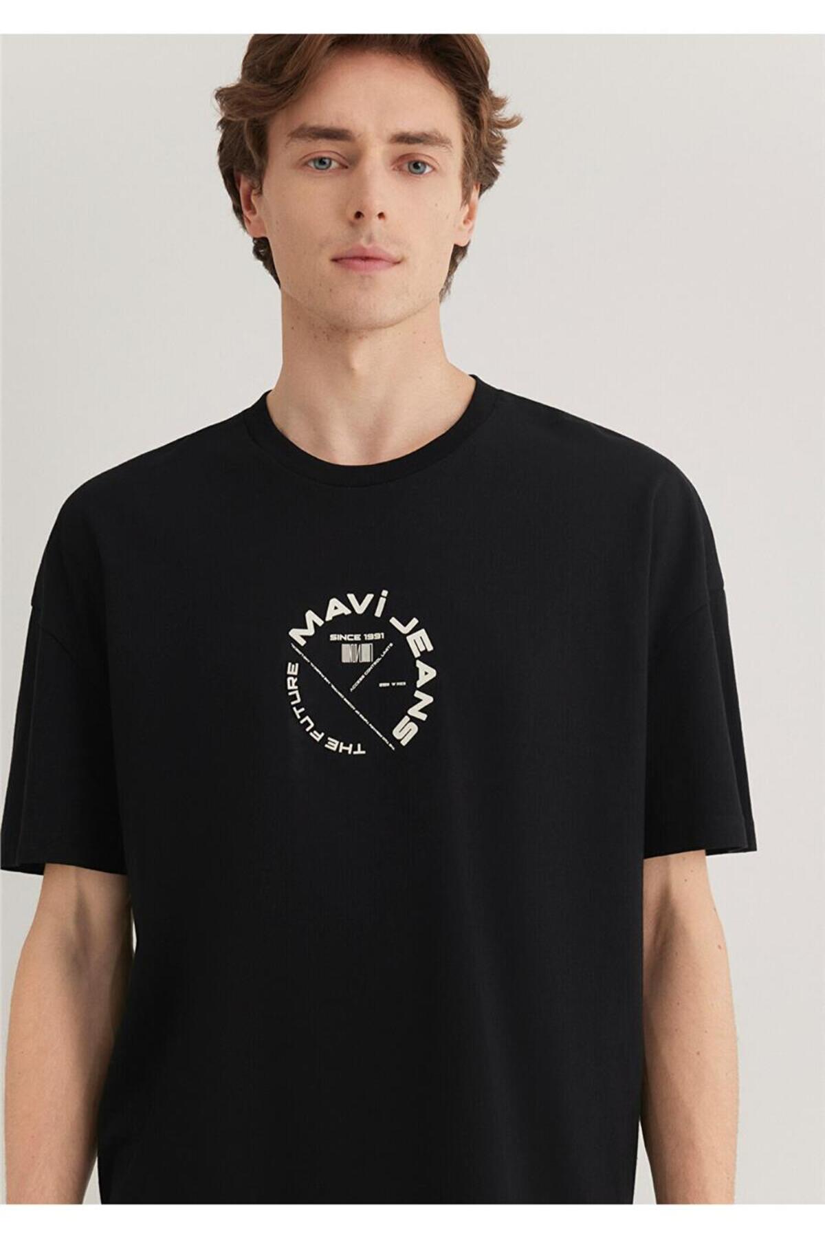 ماوی جینز تی‌شرت طرح‌دار مشکی