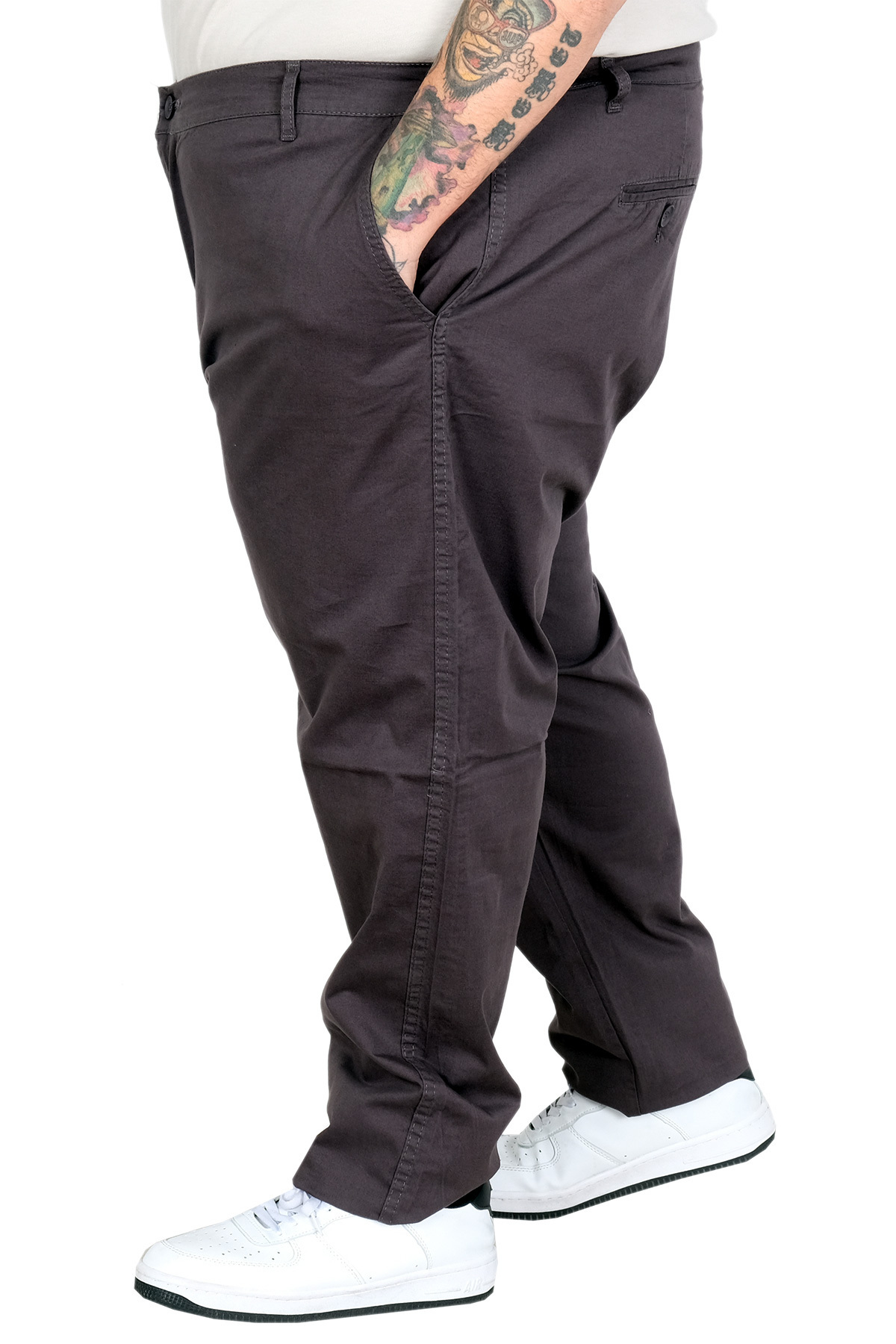ModeXL Mode XL Büyük Beden Erkek Keten Milano Chino Pantolon 20850 ANTRASIT görsel 2
