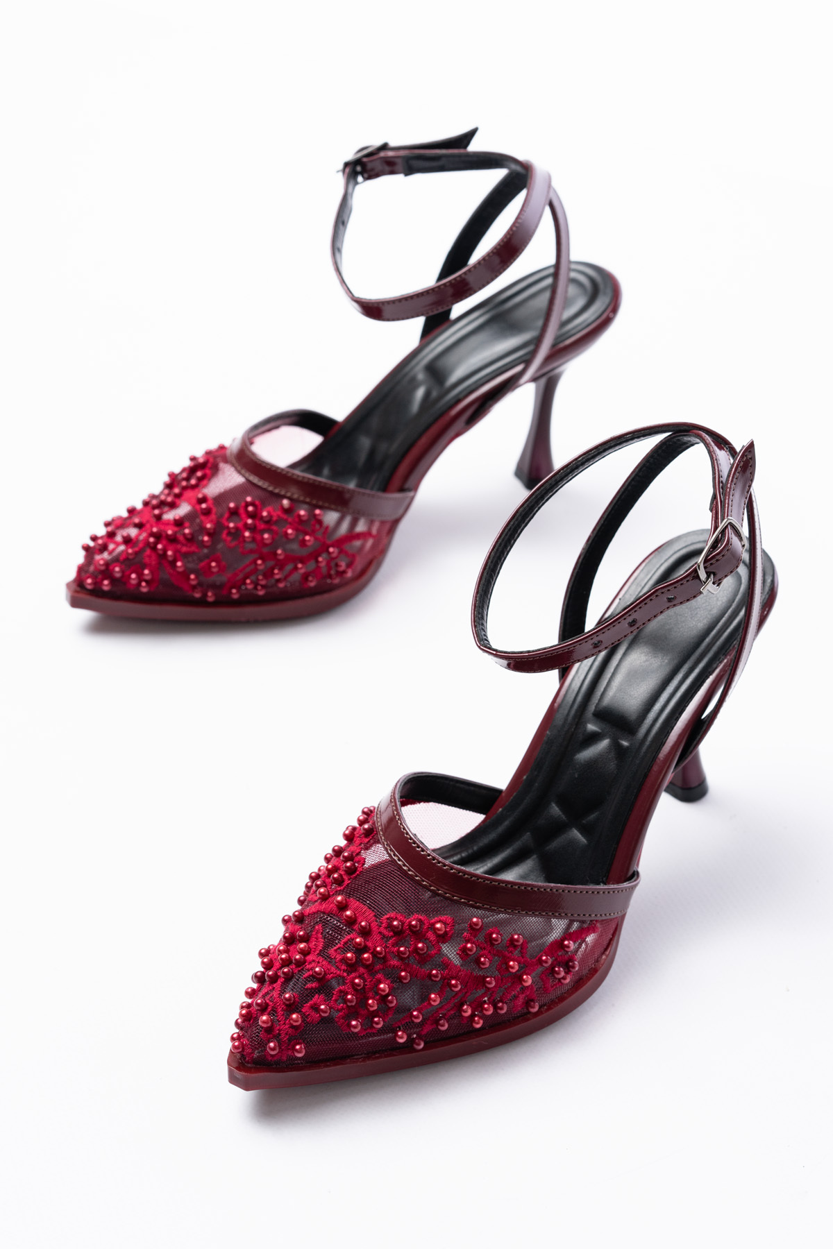 ACMZ SHOES  bridal fileli el işçiliği boncuk ve nakış ayakkabı bir numara büyük alın - Görsel 2