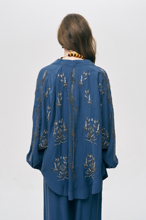 Orfeo Negro Kadın Arkası Ve Yanı Boncuk İşlemeli Oversize Kimono