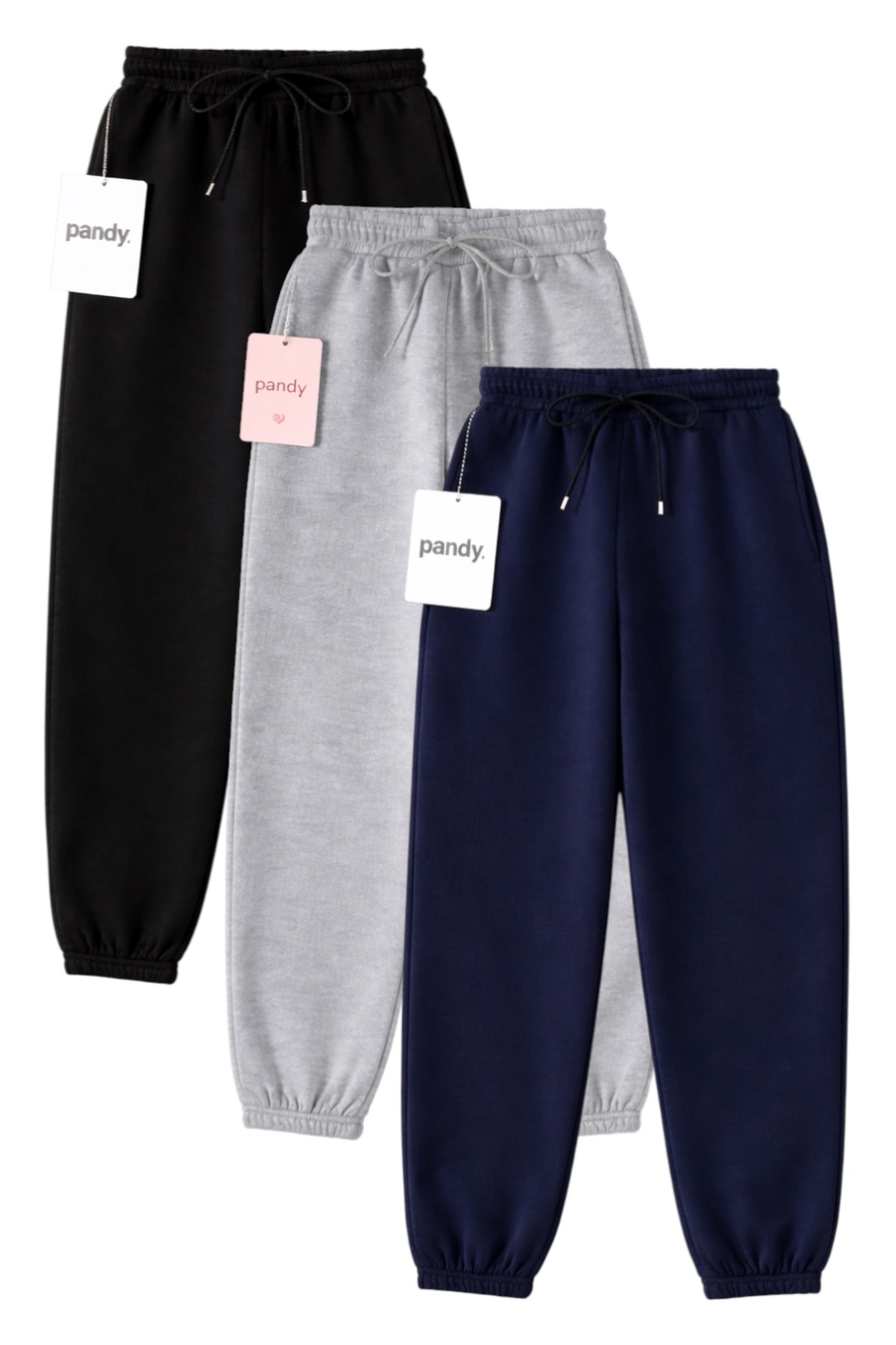 pandy  3'lü Unisex Paça Lastikli Tam Kalıp Eşofman Altı