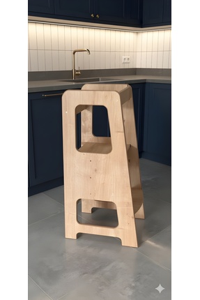 kids town Ahşap Çocuk Mutfak Yardımcısı ve Öğrenme Kulesi - Güvenlik Korumalı