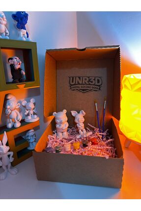 3DDream Winnie ve Piglet Boyama Seti Sevgililer Özel 6 renk+2 fırça+2 figür