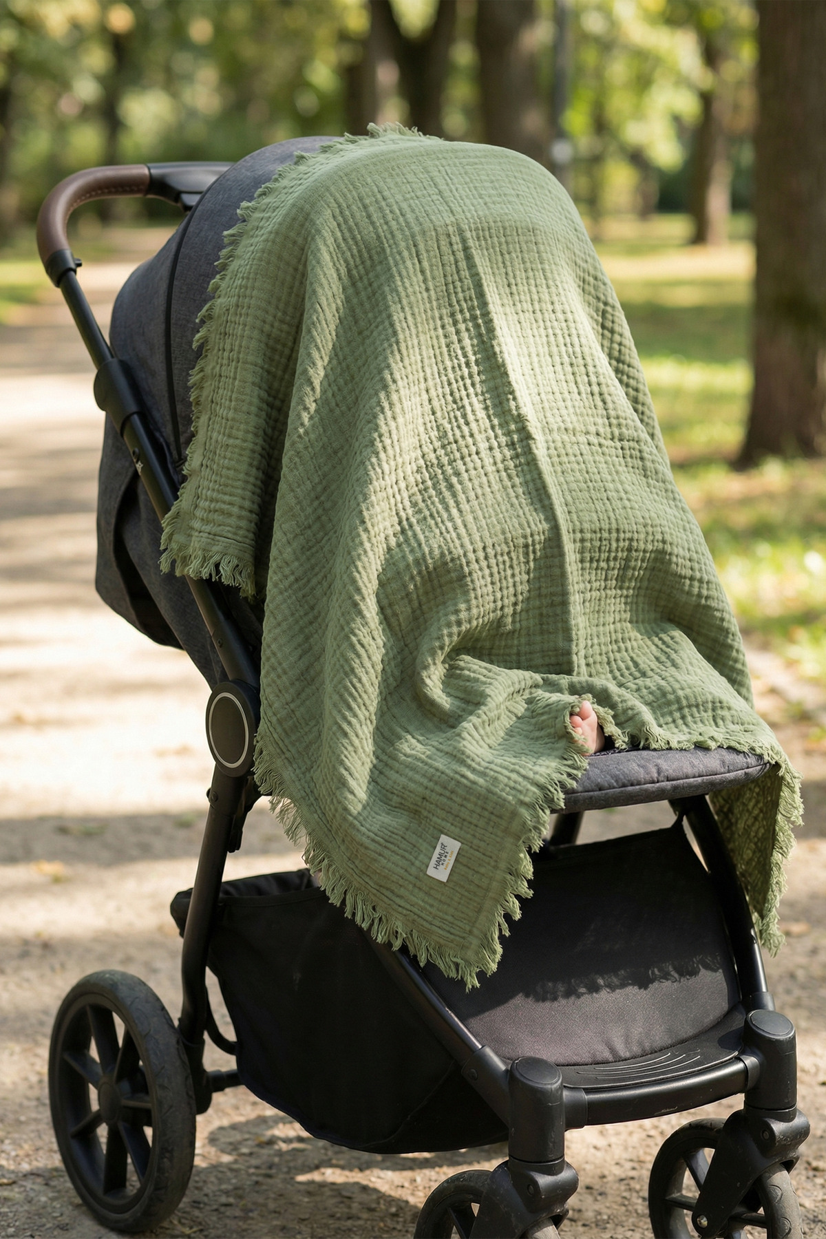 HAMUR Müslin Bebek Pikesi %100 Pamuk 85x100 cm Yenidoğan Bebek Arabası Puset Örtüsü Kundak Battaniye Yeşil fotoğrafı 4 (önizleme)