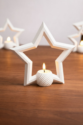 Silva Co Dekoratif Yıldız Mumluk – Modern Masa Üstü Aydınlatma + LED Mum