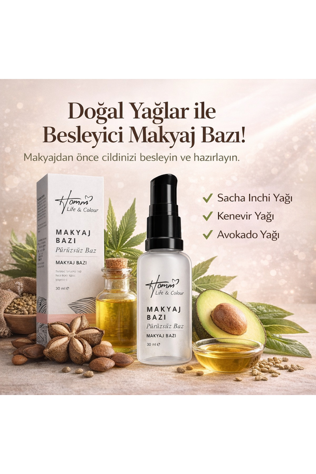 hommlife MAKE UP PRIMER MAKYAJ BAZI 30ML — سفید makyajbazı