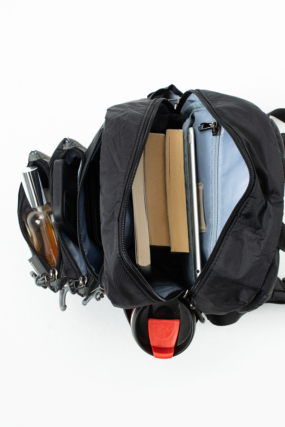 Ayax  Siyah Unisex Suya Dayanıklı Paraşüt Kumaş 4 Bölmeli Laptop Bölmeli Seyahat Ve Okul Çantası - Görsel 5