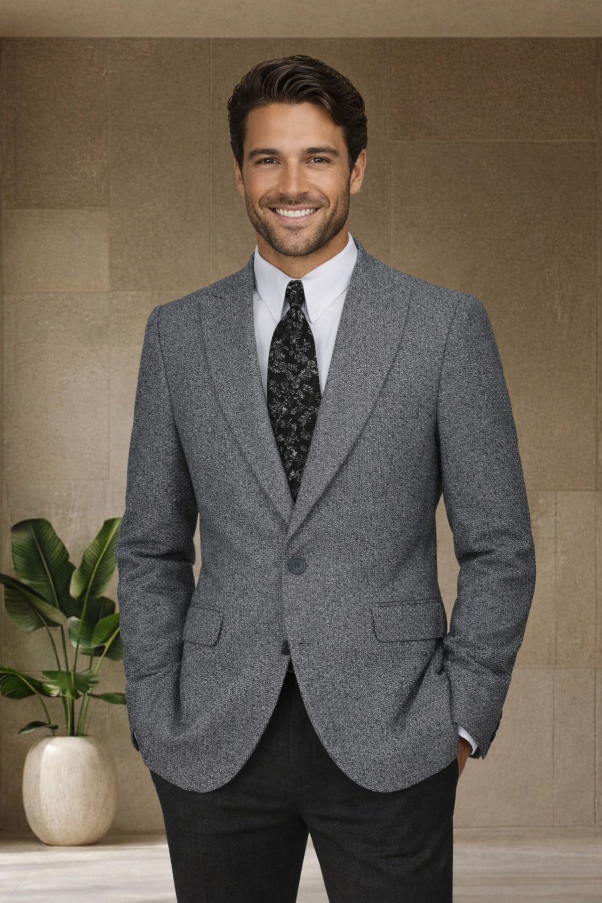 Sergio Ferraro  Gri Slim Fit Klasik Erkek Blazer Ceket