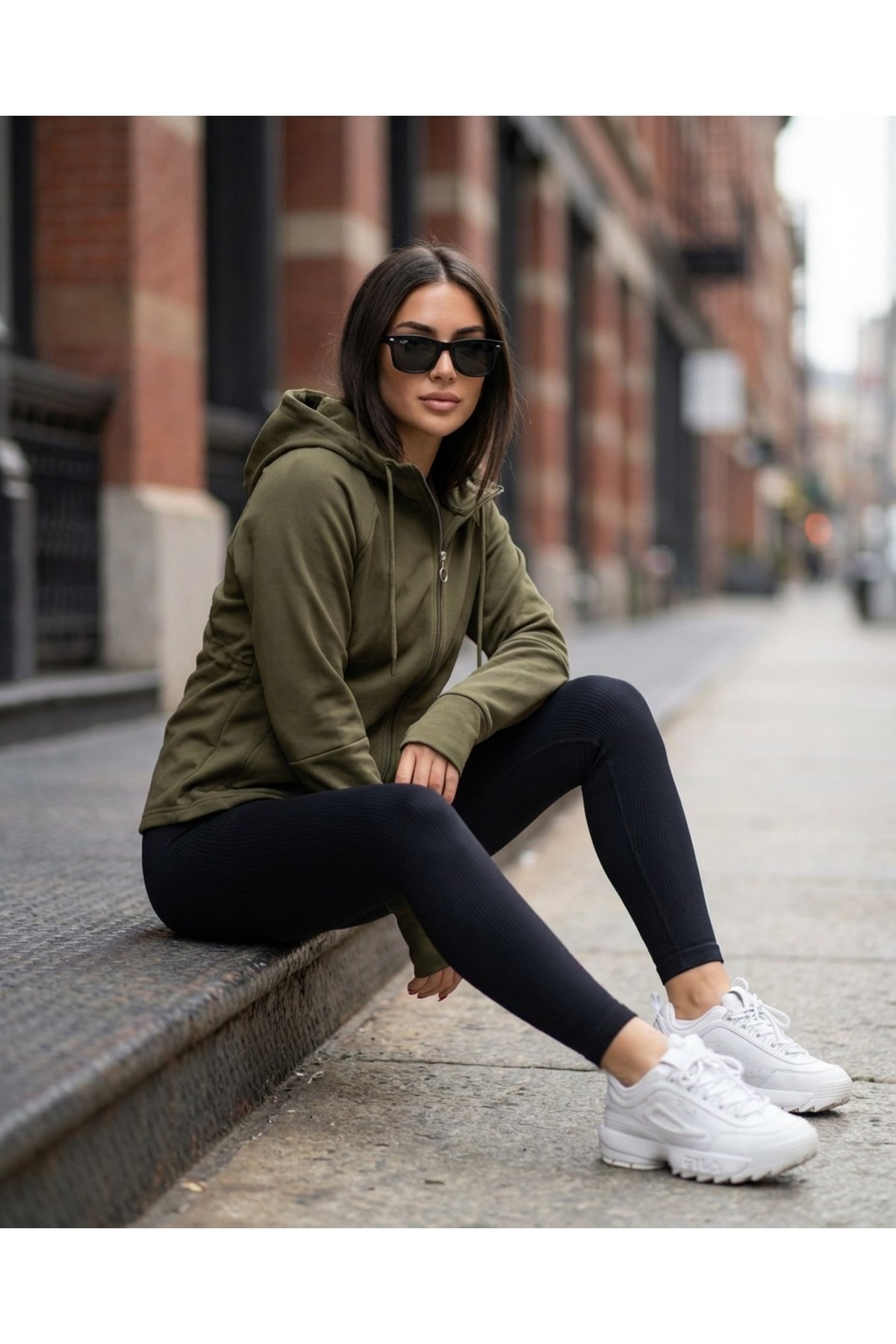 Grenj Fashion Haki Başparmak Delikli İçi Şardonlu Kışlık Örme Spor Ceket/Sweatshirt görsel 5