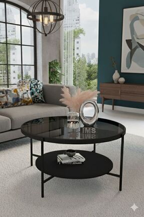 İMS ZİGON DÜNYASI Oslo Orta Sehpa - Şeffaf Cam / Siyah Mdf