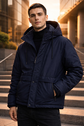 Marka Erkek Kışlık Mont Kapüşonlu Su İtici Mont Günlük Kullanım