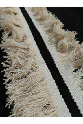 ULUPAMİR Krem Renk Halı Kenar Püskül Saçaklı Şerit 7cm