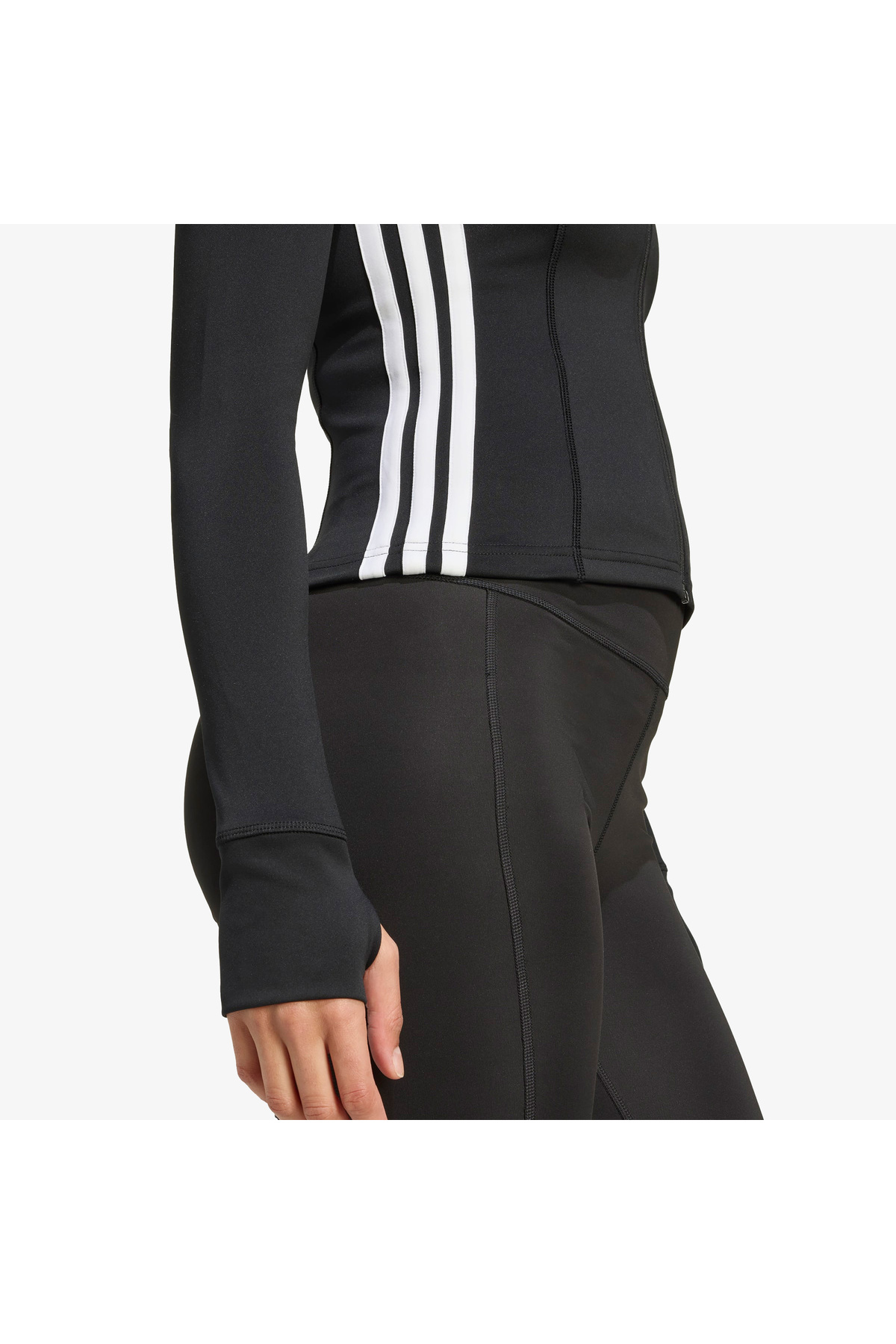 adidas Workout Essentials 3 Bantlı Kadın Siyah Antrenman Eşofman Üstü görsel 5