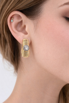 SY AKSESUAR 14K Zirkon Taşlı Küpe