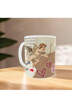 Home Eros (Aşk Meleği) Tasarımlı Porselen Kupa Romantik Sevgililer Günü Kupası