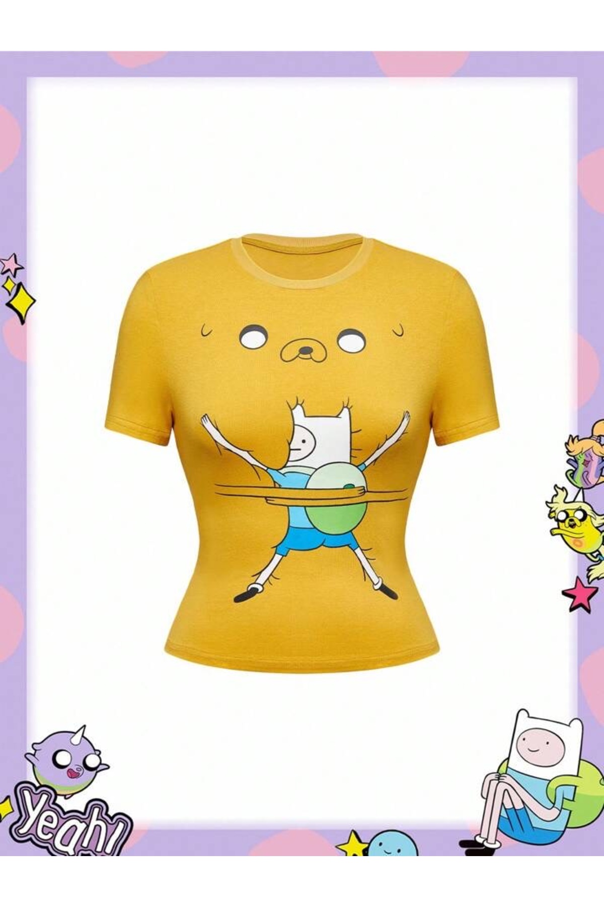 Köstebek  Adventure Time Fin and Jack Crop Tişört