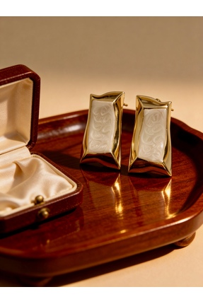 ayoljewelry Ekru Dokulu Çelik Küpe