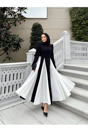 MUQA COLLECTION Siyah beyaz Elbise / Vera Elbise