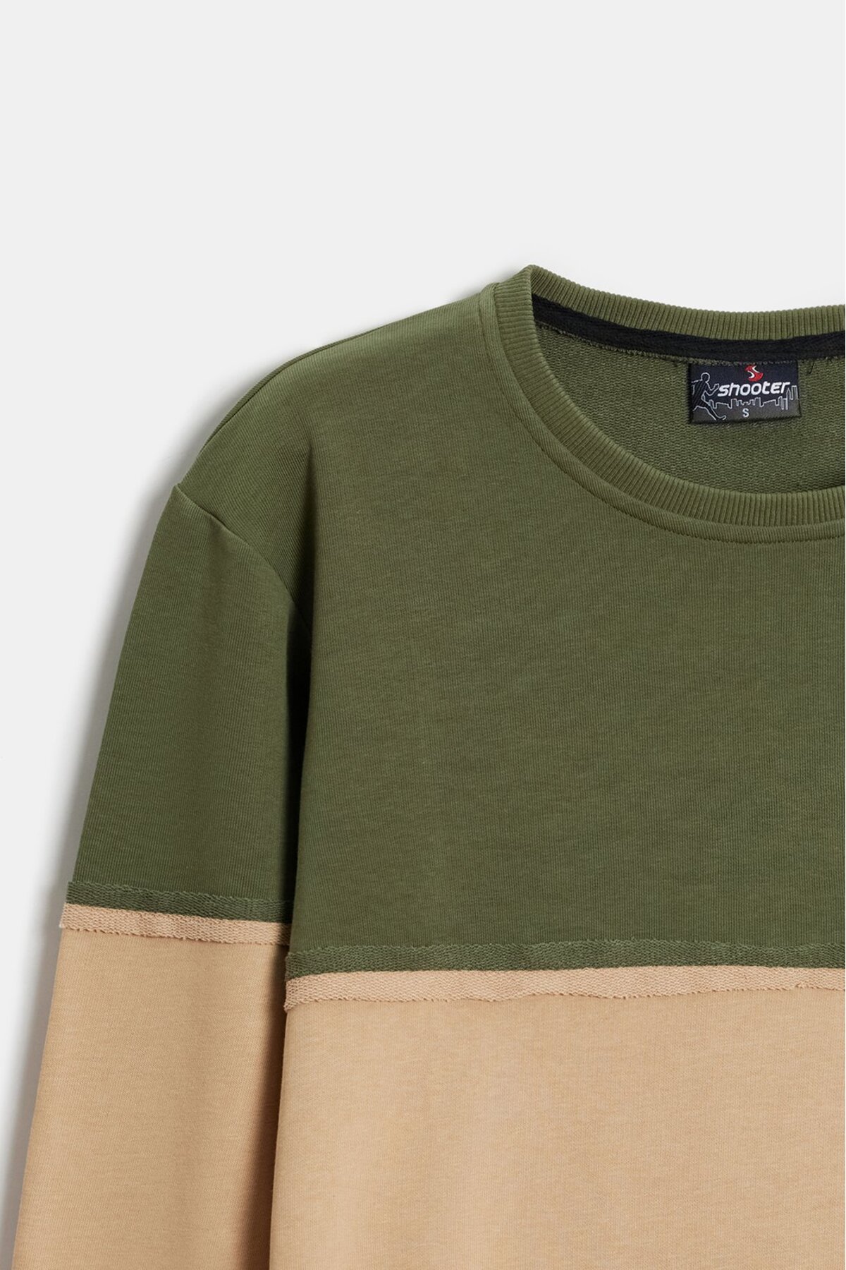 Shooter Sportswear Haki Erkek Günlük Sweatshirt Bisiklet Yaka Regular Kalıp 3 iplik görsel 5