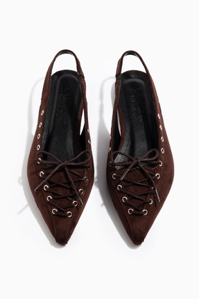 camaiore Acı Kahve Kadın Sivri Burun Bağcıklı Babet Günlük Ortopedik Tabanlı ...