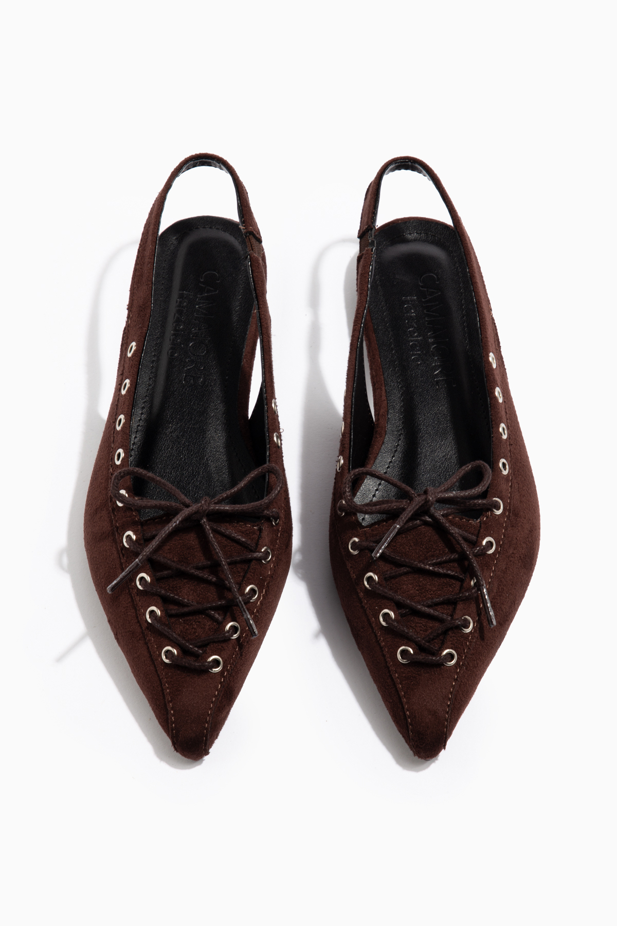 camaiore  Acı Kahve Kadın Sivri Burun Bağcıklı Babet Günlük Ortopedik Tabanlı Ayakkabı