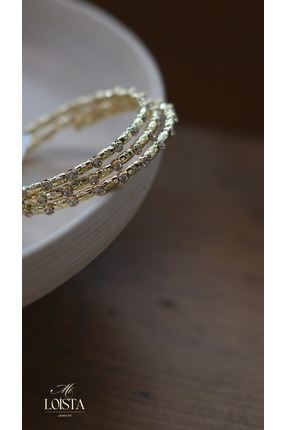 Mi Loista Jewelry Taş Detaylı İnce Gold Bileklik Seti
