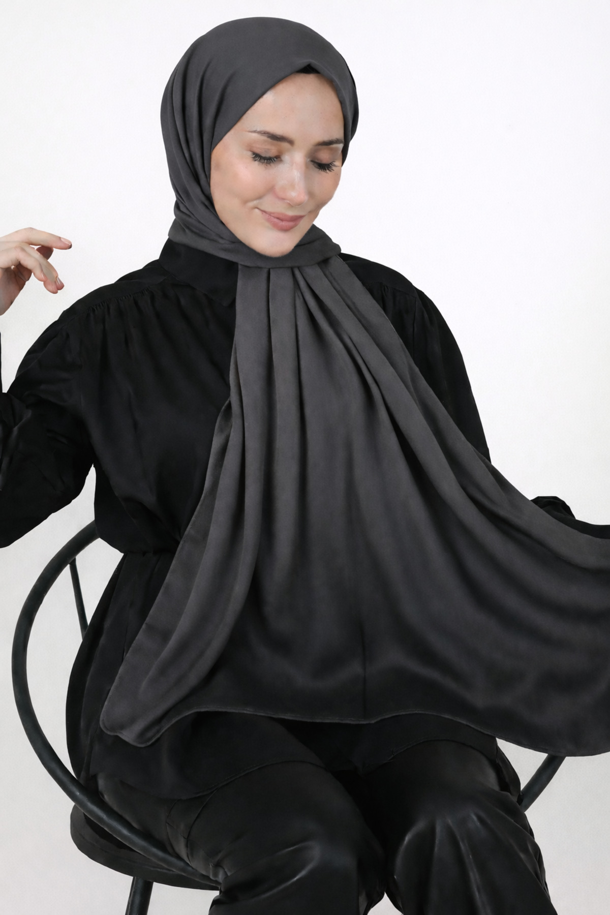 Women's Black Combed Cotton Shawl
