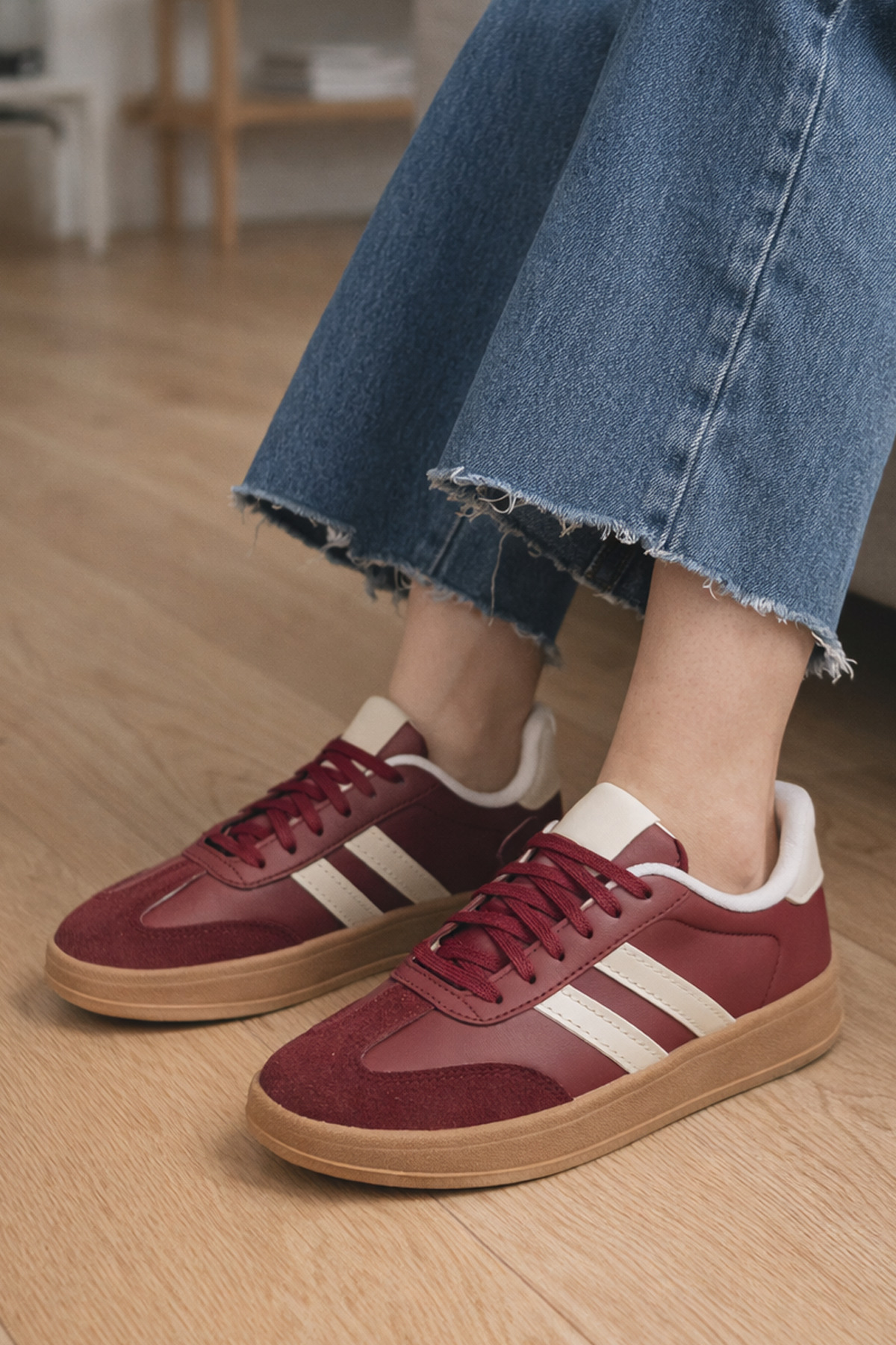 Beınsteps  Sneaker Unisex Model Hafif Taban Bordo Günlük Spor Ayakkabı - Görsel 4