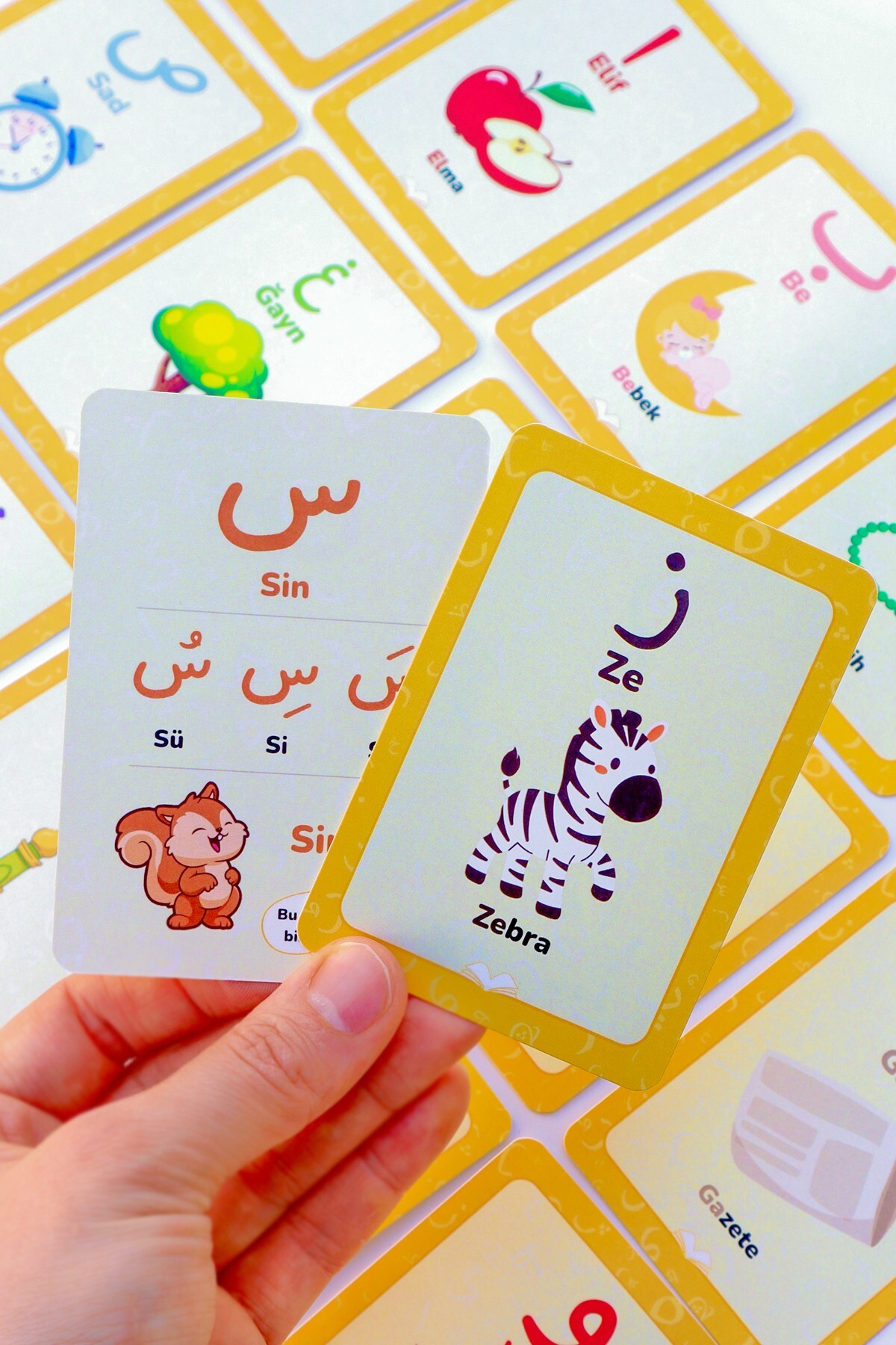 MSticker Elif-Ba Kartları | Çocuklar İçin Eğlenceli ve Kolay Elifba Öğrenme Seti - 29 Kart ve Özel Kutulu fotoğrafı 6 (önizleme)