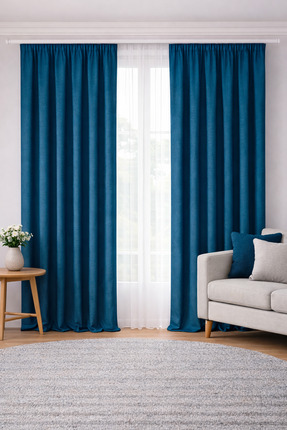 SHY TEKSTİL Elegance Series Lüks Petrol Mavisi Renk Petek Kadife Dokulu Düz D...