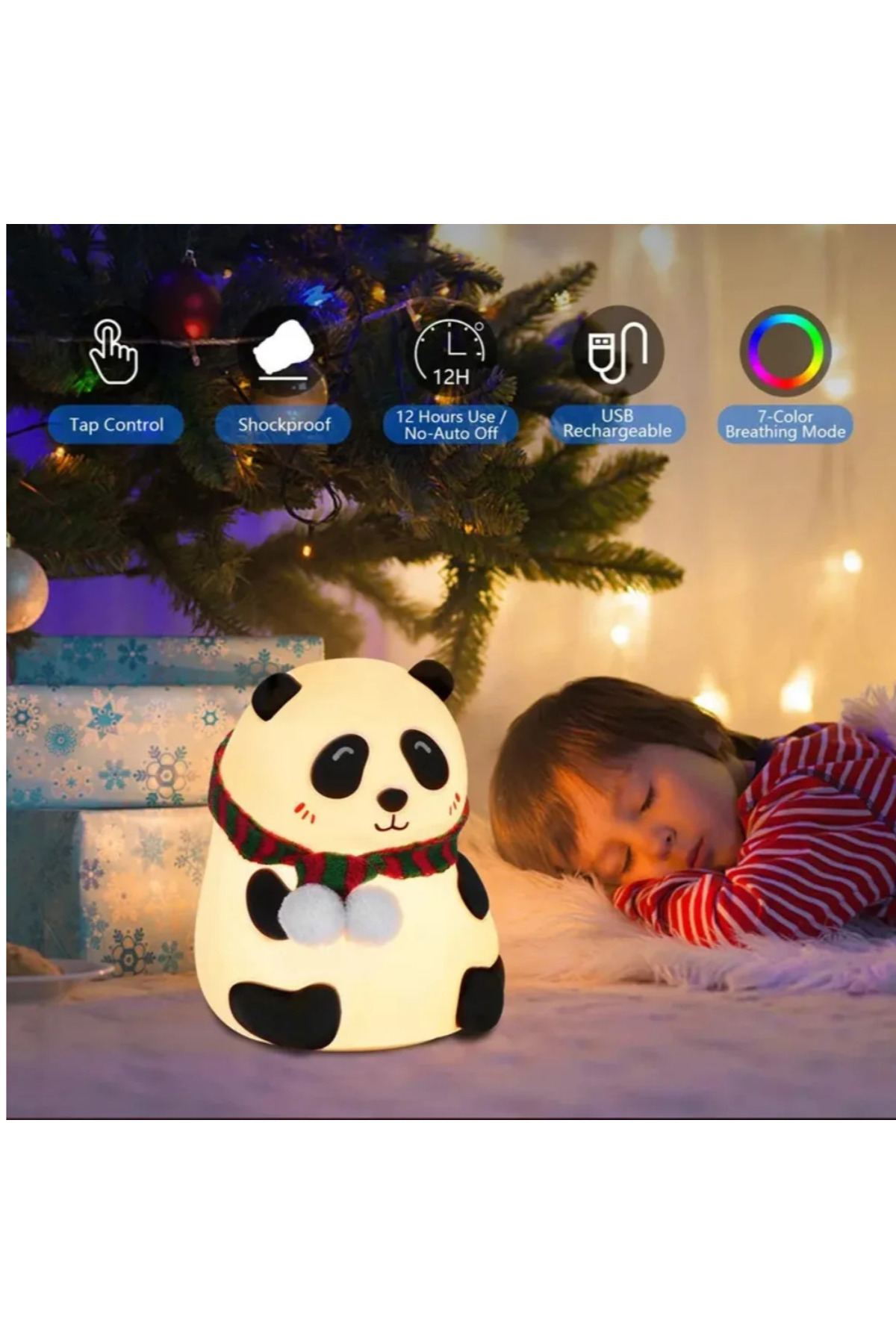 Manessa Renk Değiştiren Şirin Panda Figürlü Şarjlı Pofuduk LED Gece Lambası-Bebek Çocuk Odası fotoğrafı 3 (önizleme)