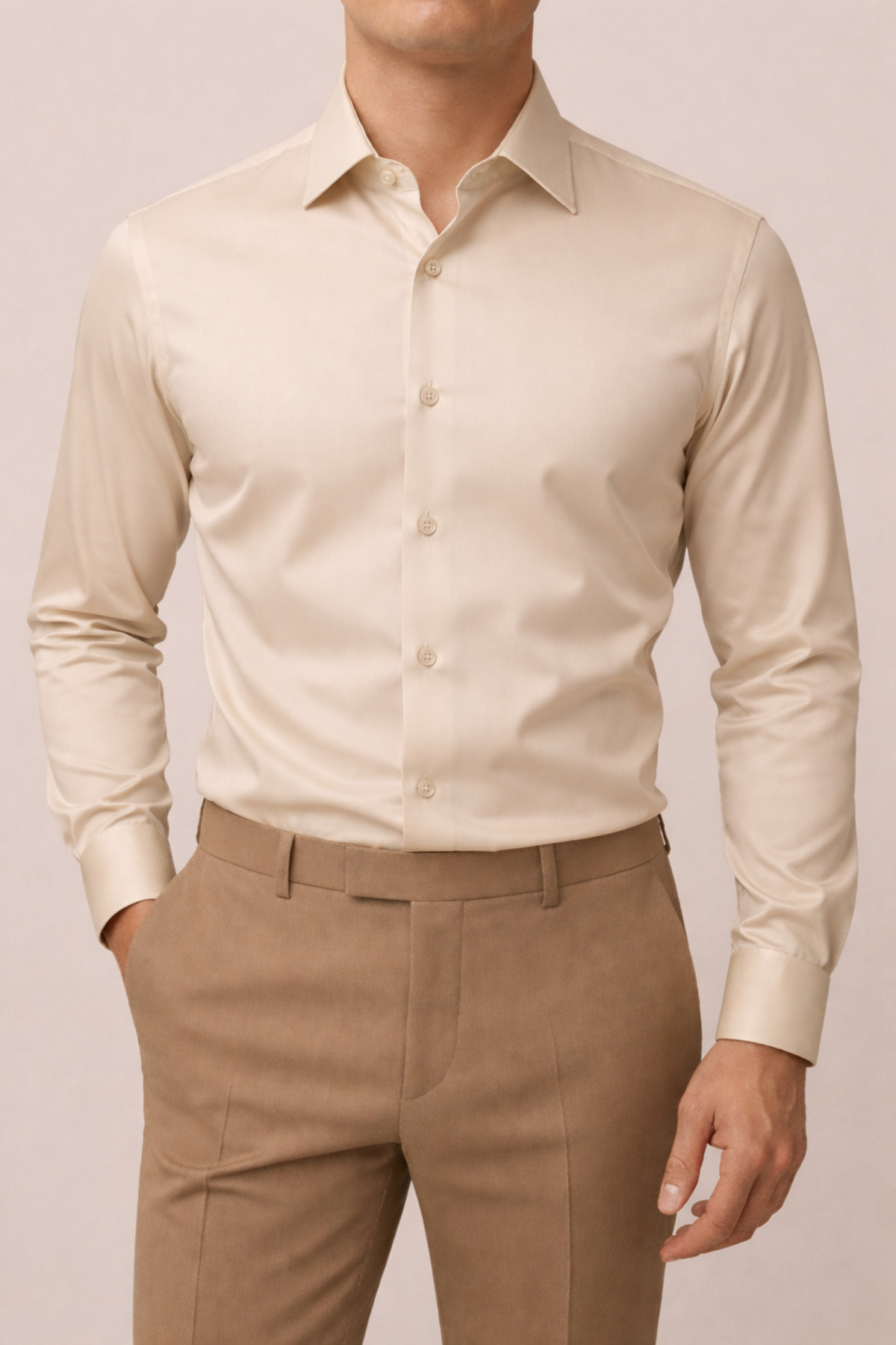 Slim Fit Slim Fit Long Sleeve Easy Iron Breathable Tissue Necktie Four Seasons White Men's Shirt
