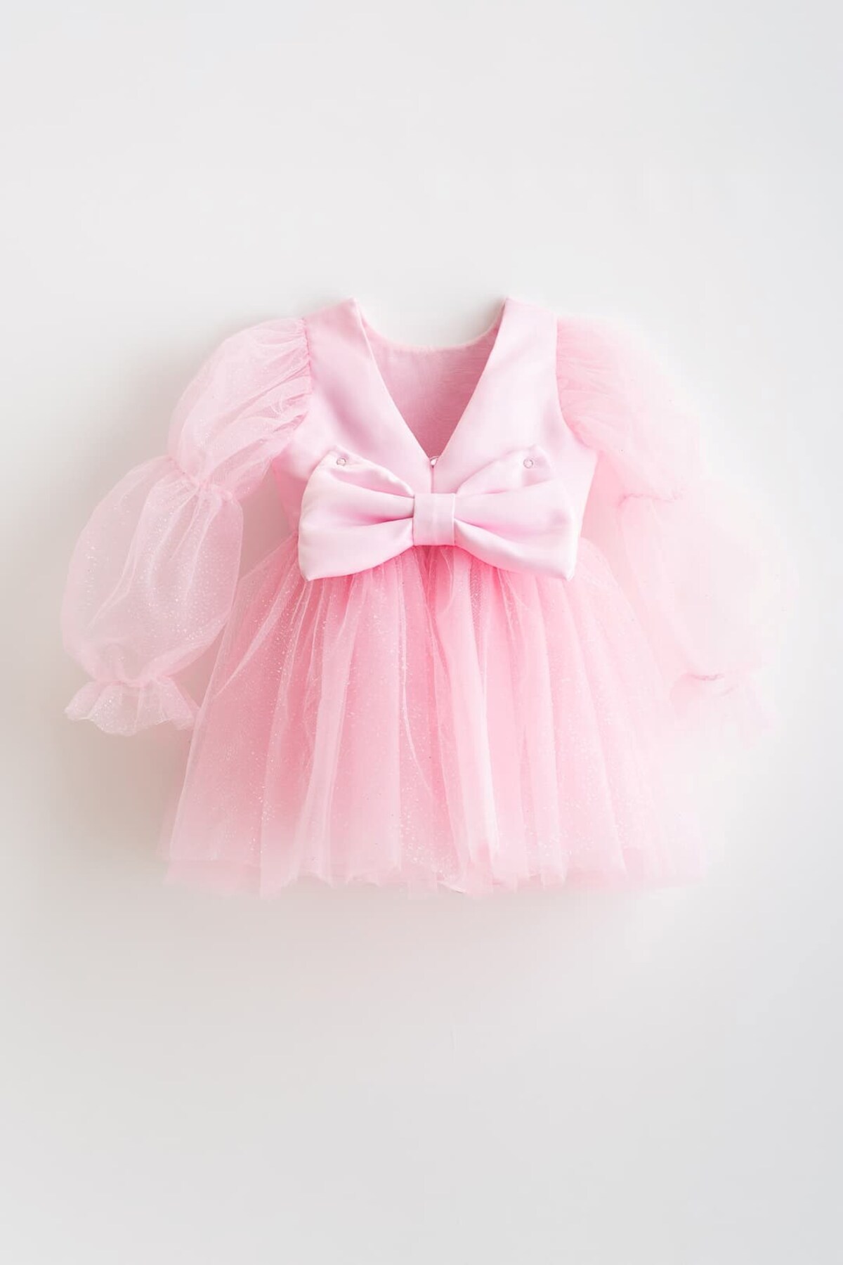 Banamio Pearlie Büzgü Kollu Simli Tül Kız Çocuk Elbise fotoğrafı 2 (önizleme)