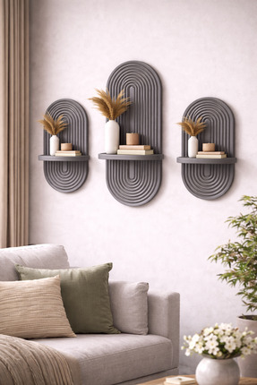 OSSEMOB FÜME-3' LÜ Dekoratif Membran Duvar Rafı (75X25cm)(40 CMX25 CM)