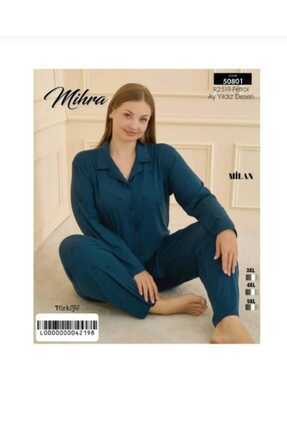 Mihra Önden Düğmeli Battal Milan Pijama Takımı