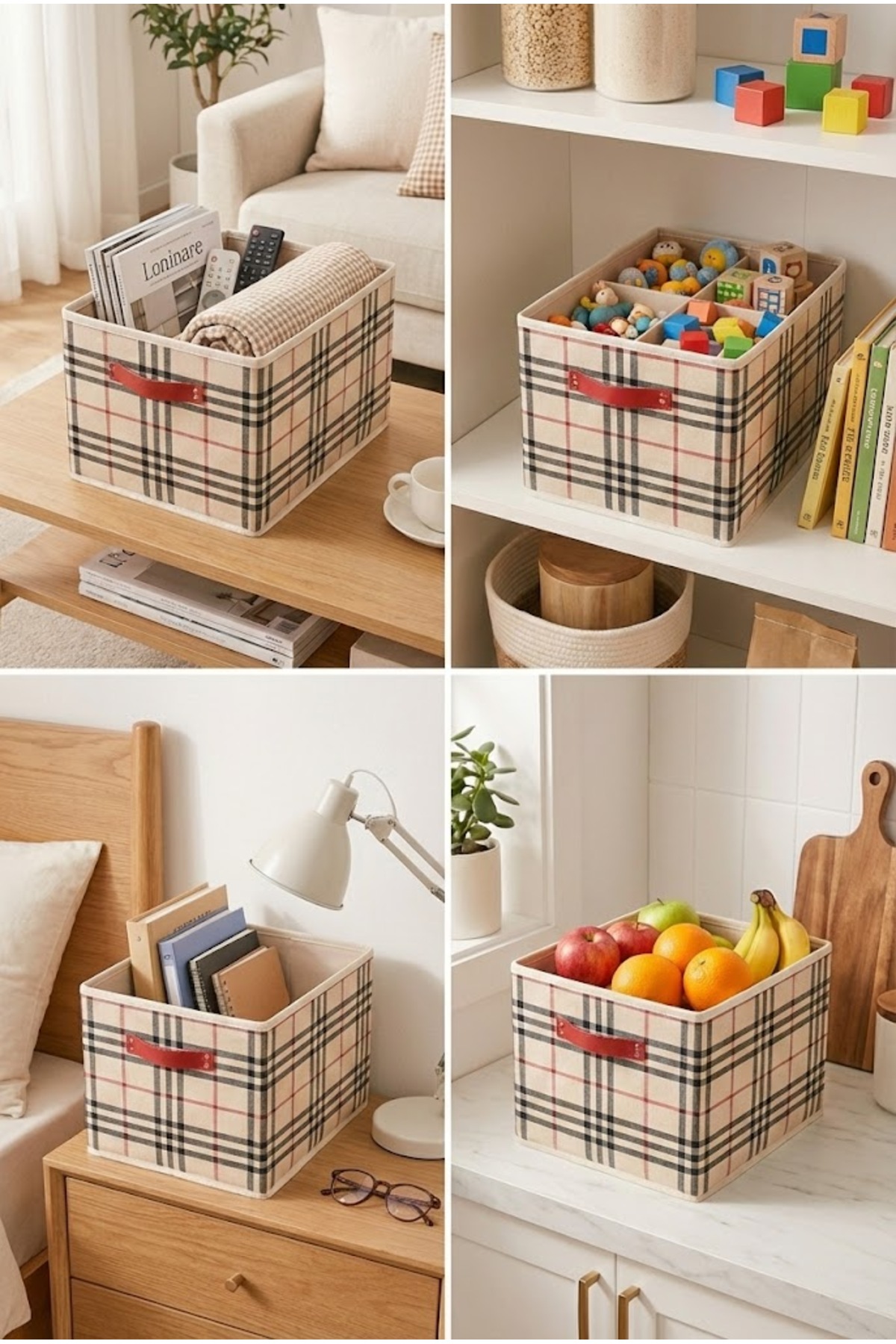 4 Adet Dolap Raf Düzenleyicisi Desenli KulpLu Organizer 45x24.20