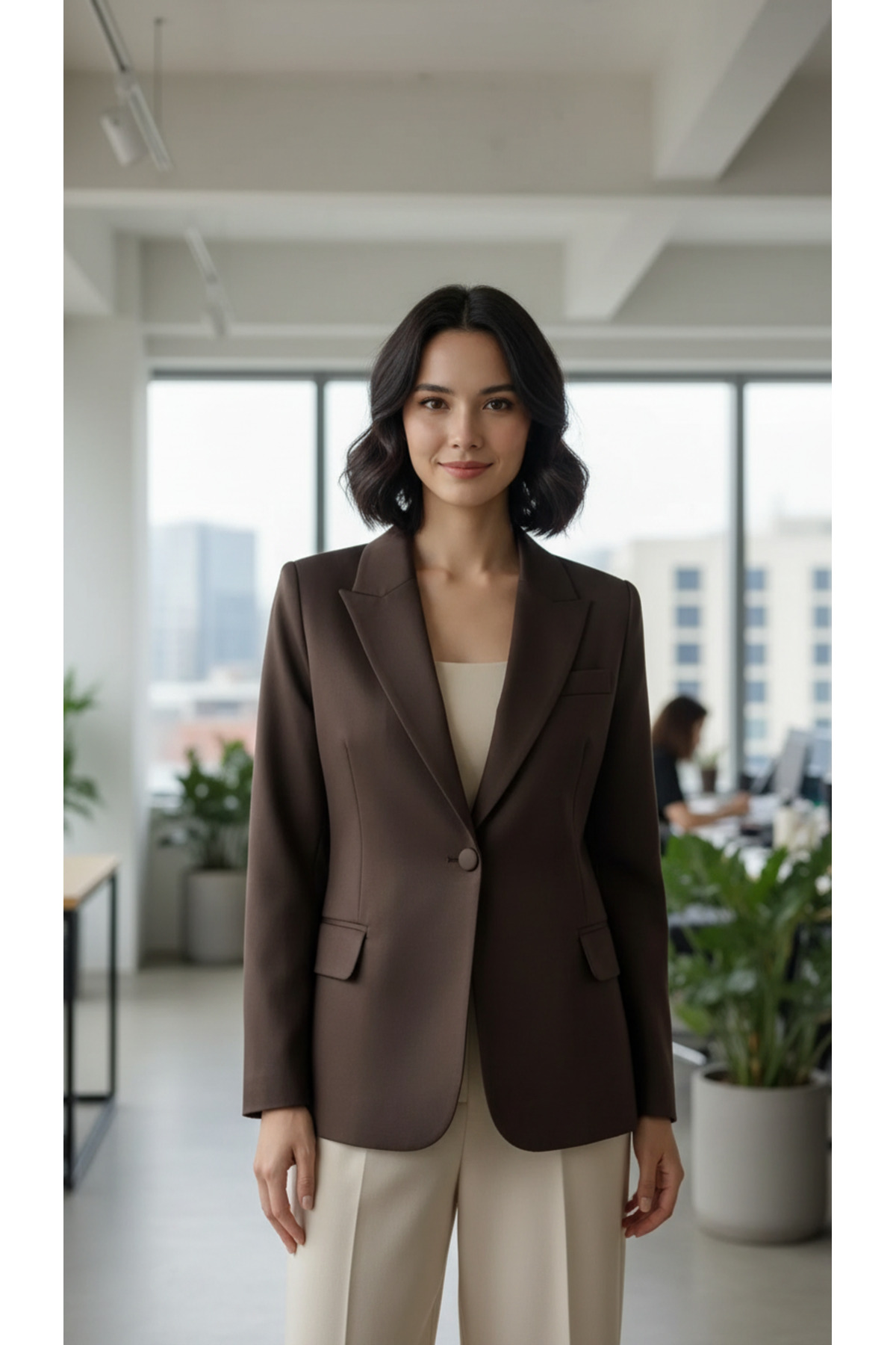 Volanlı  Kruvaze Yaka Ceket - Görsel 4