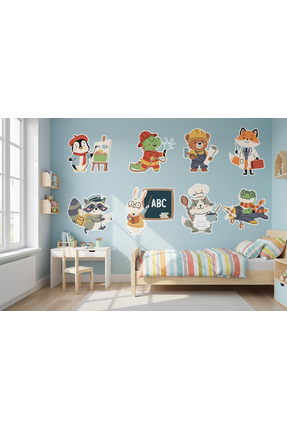 SENSEİ STİCKER&TABLO 3D ÇOCUK ODASI STİCKER - DUVAR STİCKER - EĞİTİCİ HAYVANL...