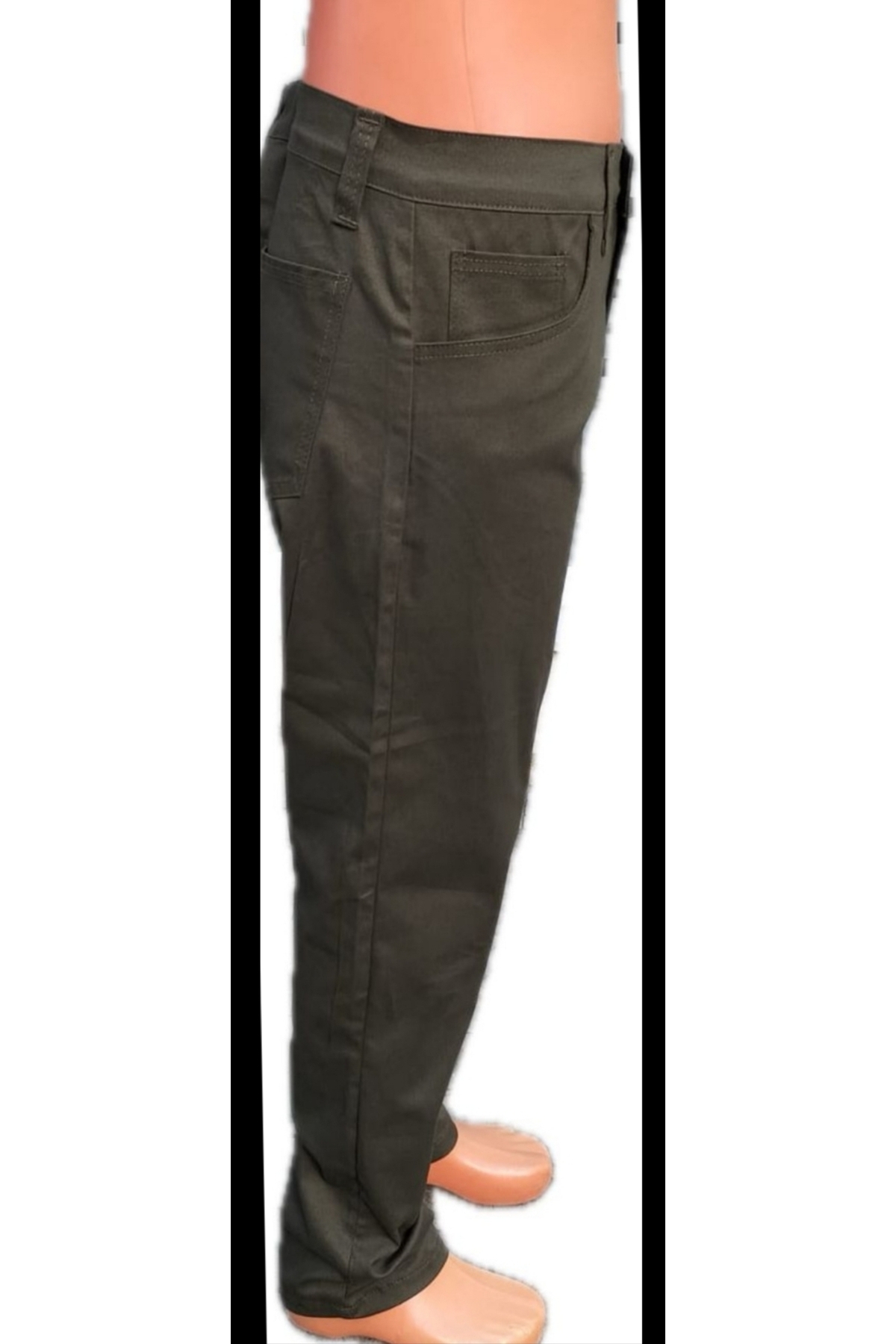 BeyzDenim Klasik HAKİ likralı pamuk gabardin Battal Büyük Beden pantolon görsel 3