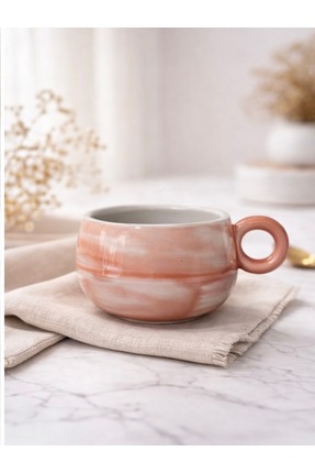 Me Design Decor Premium Doğal Dokulu Seramik Kupa – Soft Renk Modern Kahve Fi...