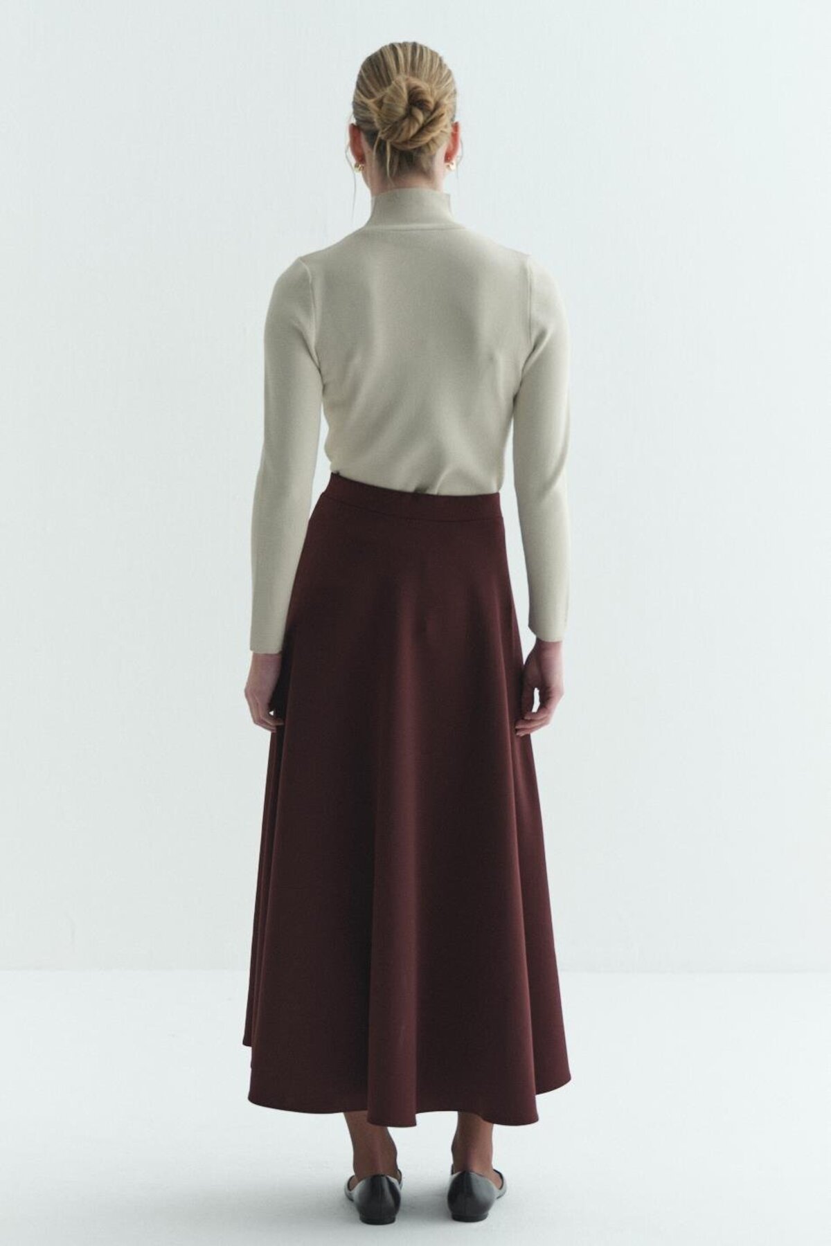 Merve Gültekin  Scuba Etek Bordo - Görsel 7