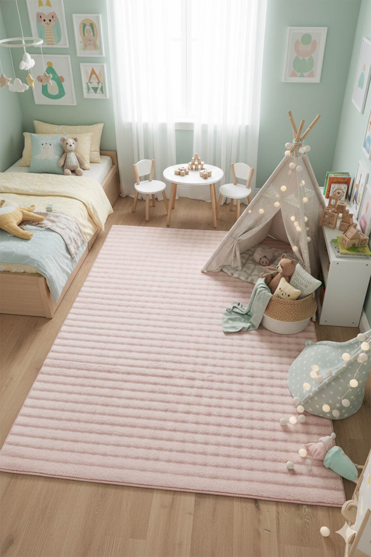 tropikal home Pembe Bubble Kaymaz Taban Peluş Yolluk Halı Leke Tutmaz Kolay Temizlenir Lüks Anne Bebek Çocuk Odası fotoğrafı 3 (önizleme)