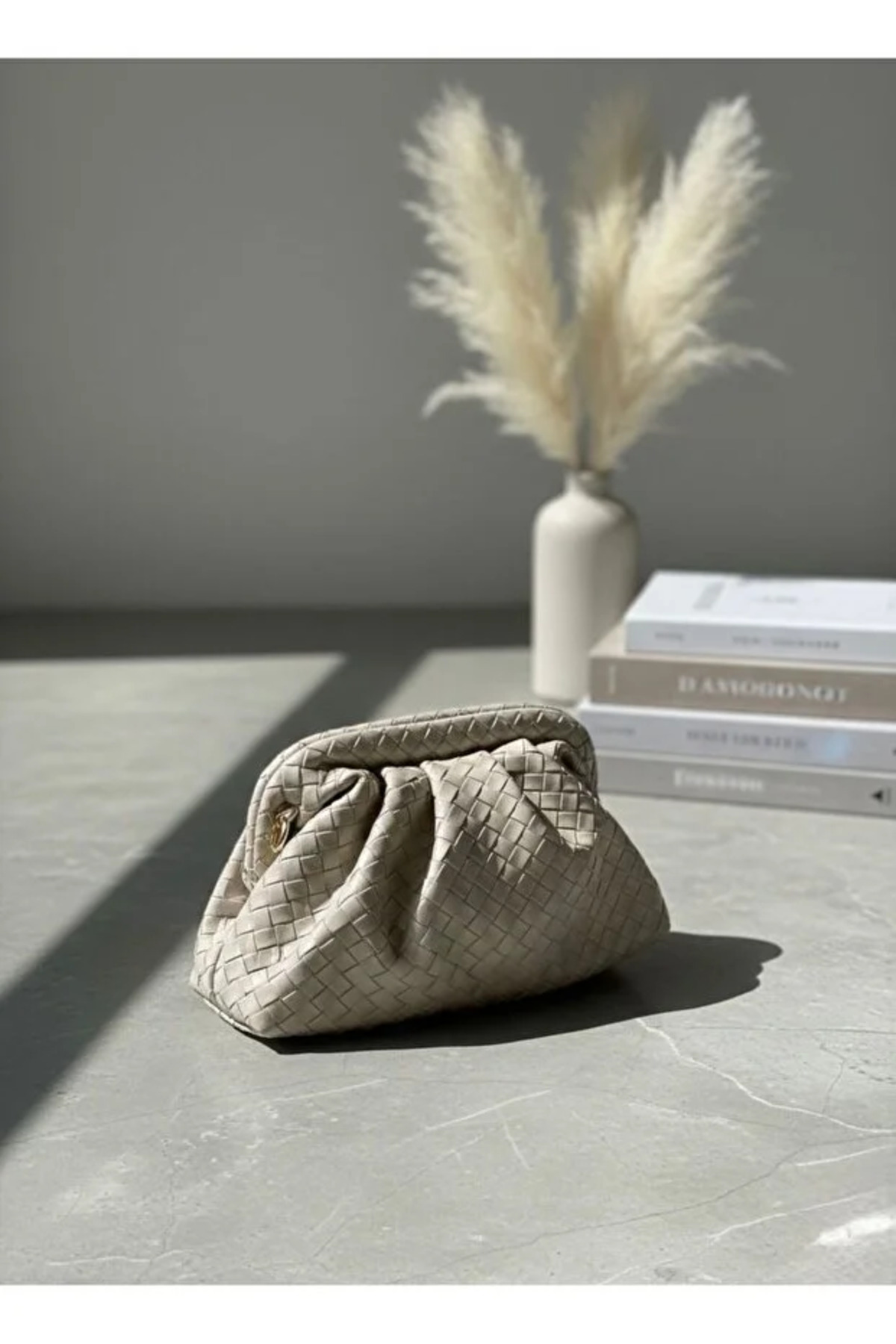 yako Valerina Örgü Dokulu Clutch Çanta, Çapraz Askılı Kadın Omuz Çantası (23×38×10 cm) görsel 3