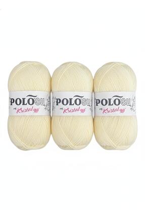 Polosu My Kristal Lif El Örgü İpi No:102 KREM (3'lü Avantaj Paket)