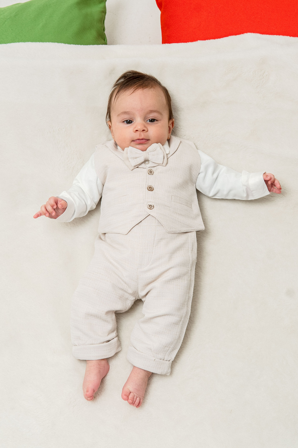 moukou Erkek Bebek Özel Gün Takımı-Mevlütlük – Papyonlu Yelekli Gömlek ve Pantolon Set - Kutulu fotoğrafı 2 (önizleme)